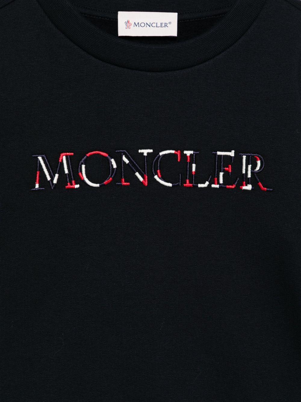 Felpa per bambino Moncler Enfant nera con logo ricamato e scollo rotondo - Rubino Kids