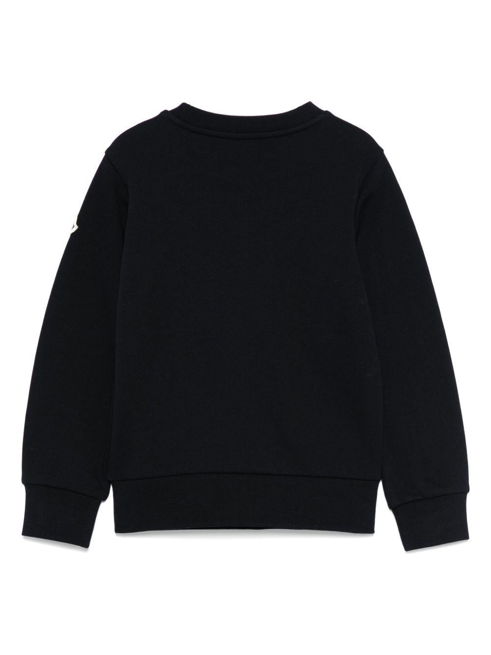 Felpa per bambino Moncler Enfant nera con logo ricamato e scollo rotondo - Rubino Kids