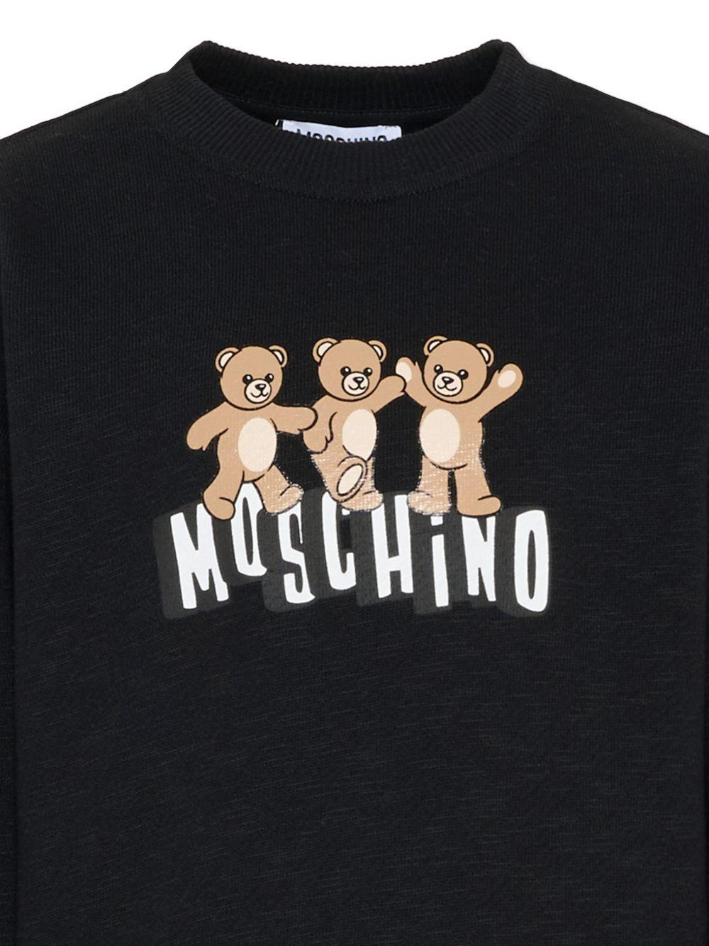 Felpa per bambino Moschino kdis nera con stampa orsetti - Rubino Kids