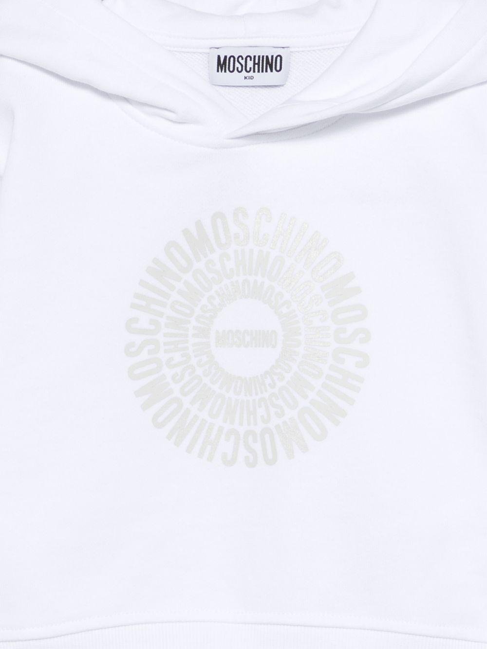 Felpa per bambino Moschino Kids bianca con cappuccio - Rubino Kids
