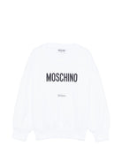 Felpa per bambino Moschino Kids bianca con logo sul davanti - Rubino Kids