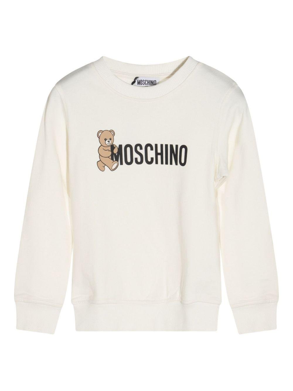 Felpa per bambino Moschino Kids bianca con stampa Teddy Bear - Rubino Kids