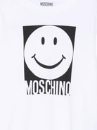 Felpa per bambino Moschino Kids bianco con motivo a faccina sorridente - Rubino Kids