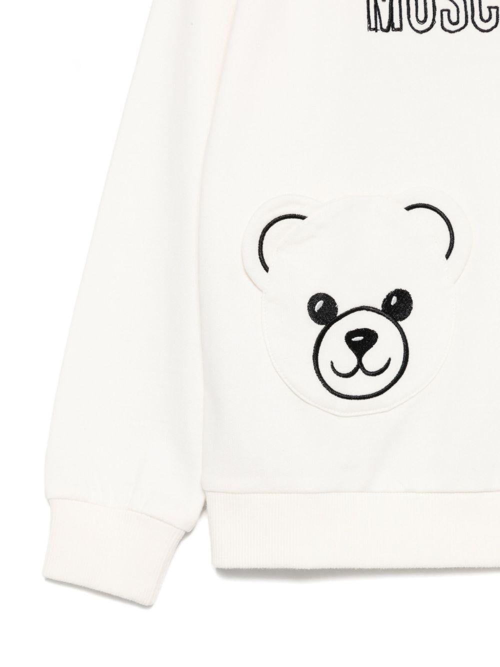 Felpa per bambino Moschino Kids bianco con ricamo a forma di orsacchiotto - Rubino Kids