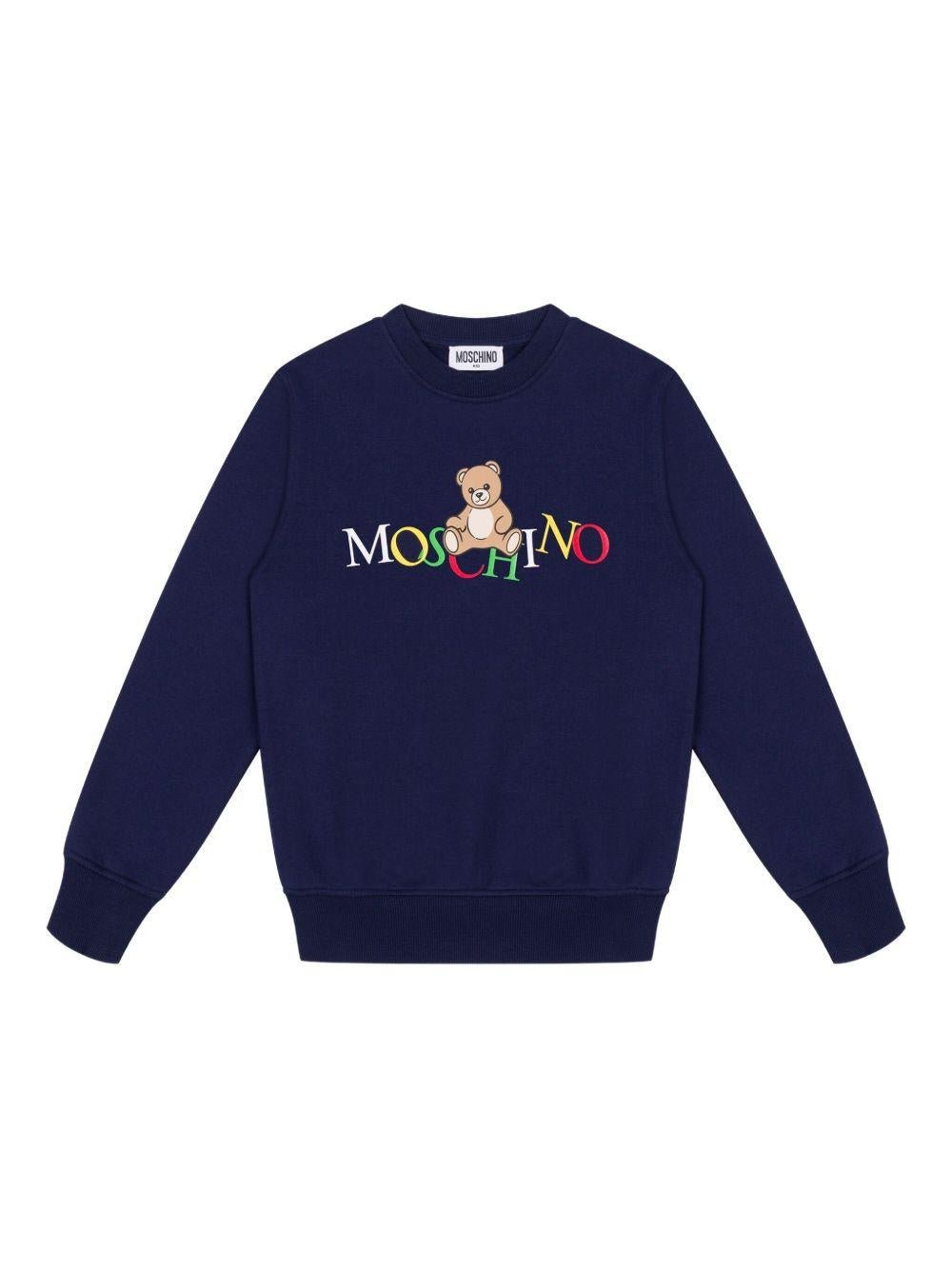 Felpa per bambino Moschino Kids blu con motivo Teddy Bear - Rubino Kids