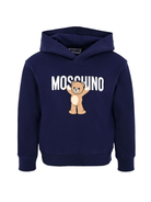 Felpa per bambino Moschino Kids blu con stampa Teddy Bear - Rubino Kids
