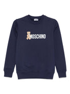 Felpa per bambino Moschino Kids blu con stampa Teddy Bear - Rubino Kids