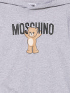 Felpa per bambino Moschino Kids grigio con stampa Teddy e cappuccio - Rubino Kids