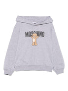 Felpa per bambino Moschino Kids grigio con stampa Teddy e cappuccio - Rubino Kids