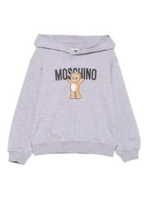 Moschino Kids grey hooded sweatshirt with teddy print