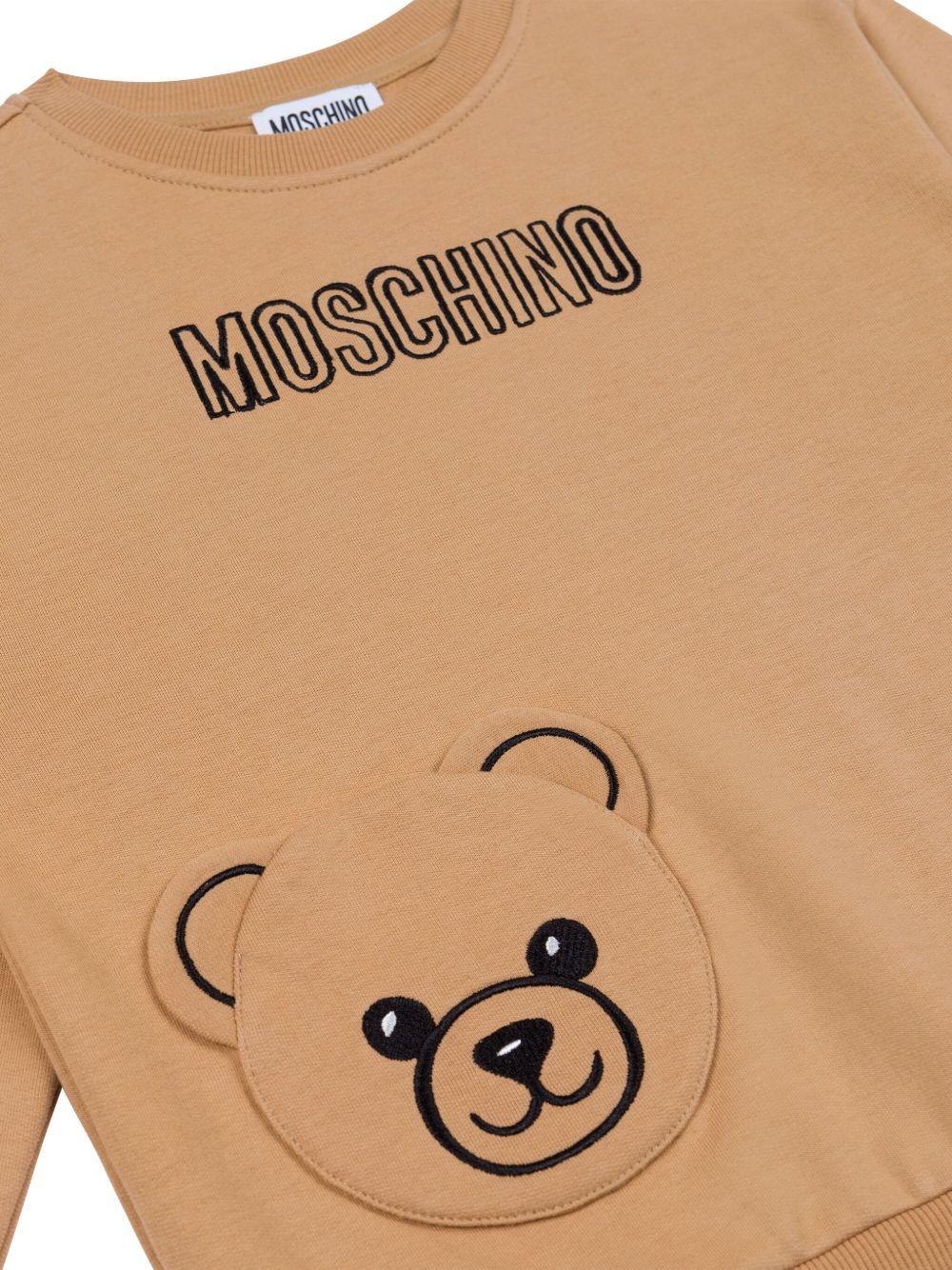 Felpa per bambino Moschino Kids marrone con motivo Bear - Rubino Kids