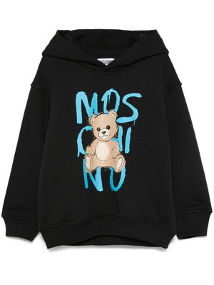Moschino Kids black hooded sweatshirt with Teddy Bear print
