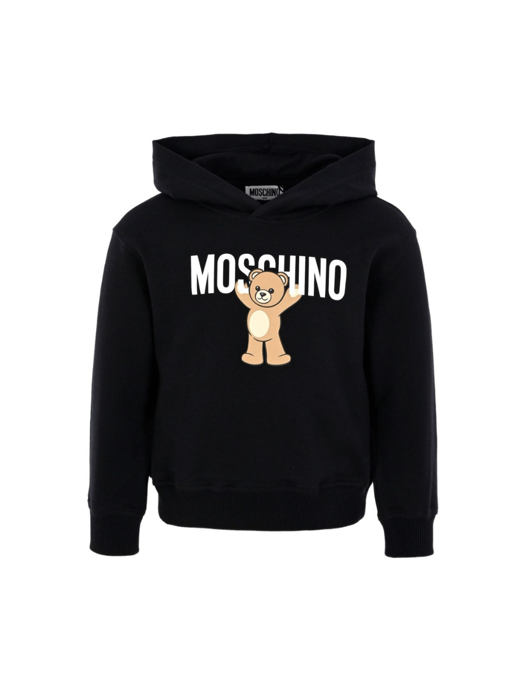 Felpa per bambino Moschino Kids nero con stampa Teddy e cappuccio - Rubino Kids