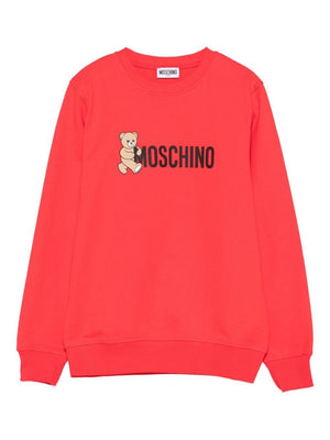 Felpa per bambino Moschino Kids rossa con stampa Teddy Bear