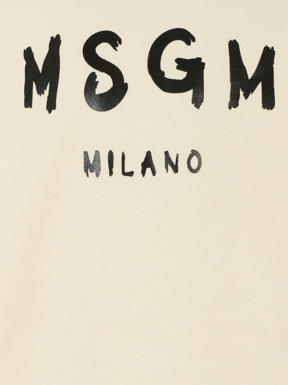 Felpa per bambino MSGM Kids beige con logo sul davanti - Rubino Kids