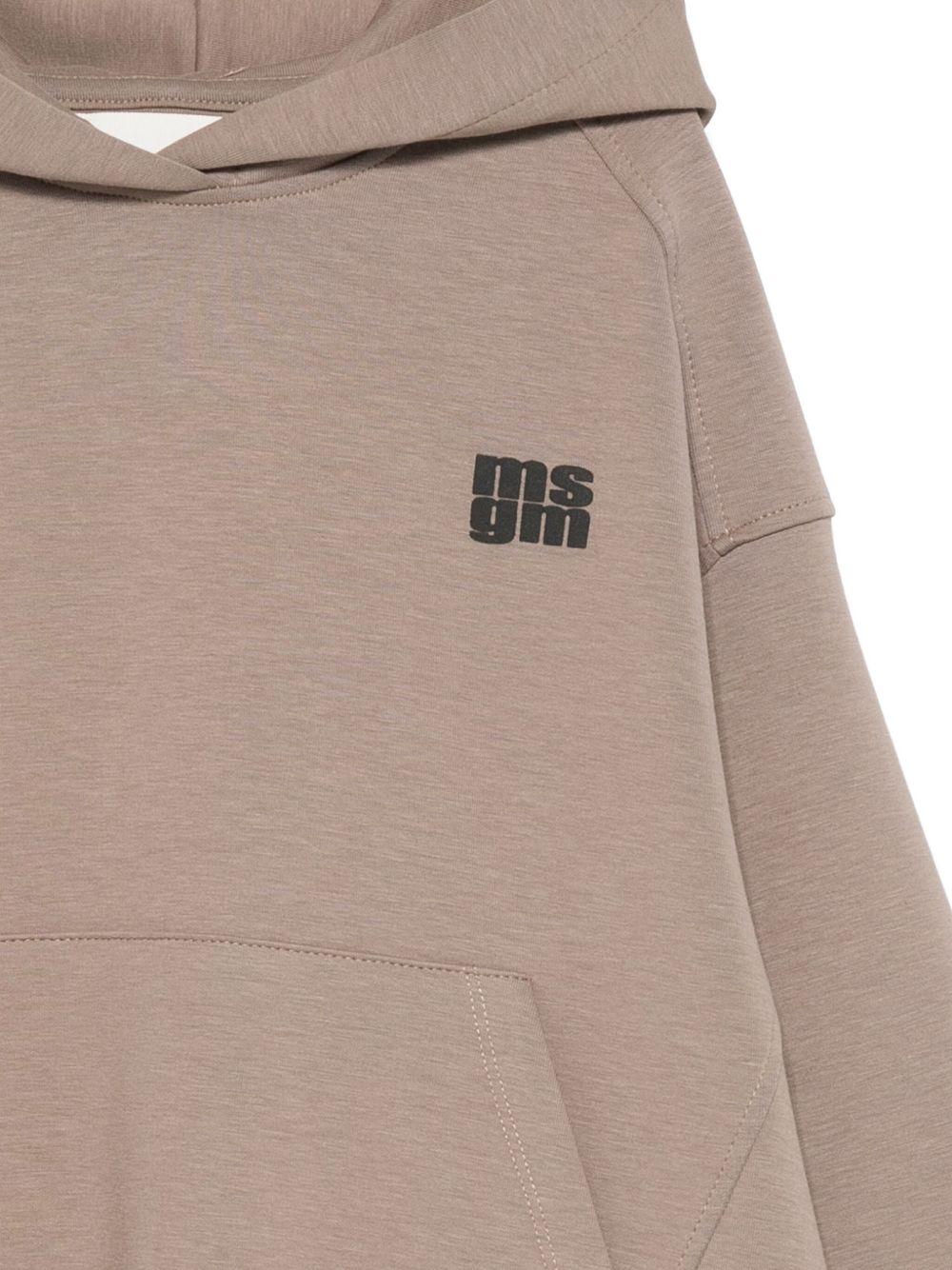 Felpa per bambino MSGM Kids beige con stampa del logo - Rubino Kids