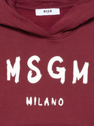 Felpa per bambino MSGM Kids bordeaux con cappuccio - Rubino Kids