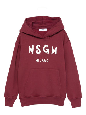 Felpa per bambino MSGM Kids bordeaux con cappuccio
