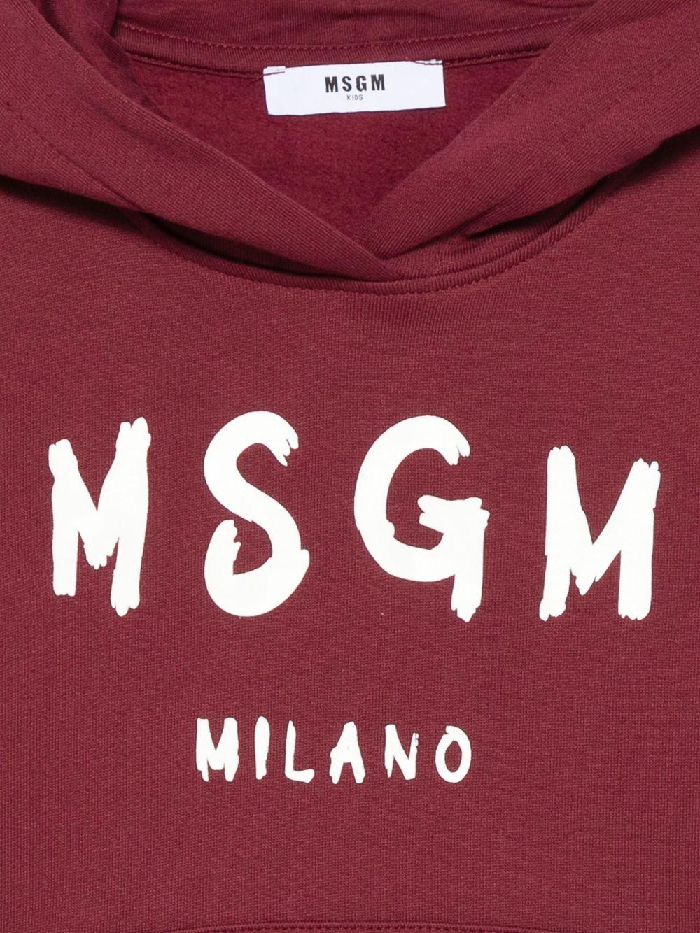 Felpa per bambino MSGM Kids bordeaux con cappuccio - Rubino Kids