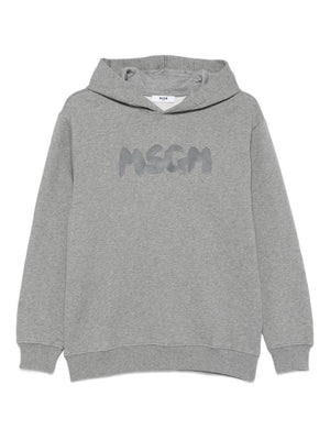 MSGM Kids grey hooded sweatshirt with logo