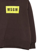 Felpa per bambino MSGM Kids marrone con dettaglio logo - Rubino Kids