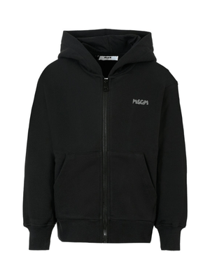 MSGM Kids black zip-up hoodie for boys
