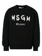 Felpa per bambino MSGM Kids nero con logo sul davanti - Rubino Kids