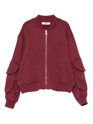 MSGM kids red zip-up sweatshirt for children