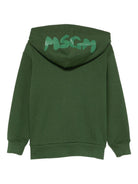 Felpa per bambino MSGM Kids verde con cappuccio e logo - Rubino Kids