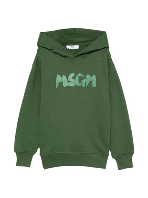 MSGM Kids green sweatshirt with logo on the front