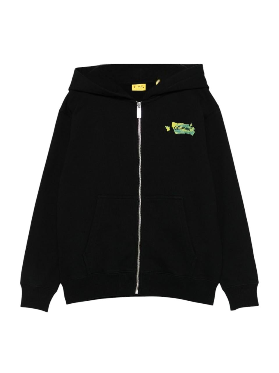 Felpa per bambino Off - White Kids nera con grafica frontale - Rubino Kids