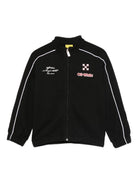 Felpa per bambino Off - White Kids nera con logo ricamato - Rubino Kids
