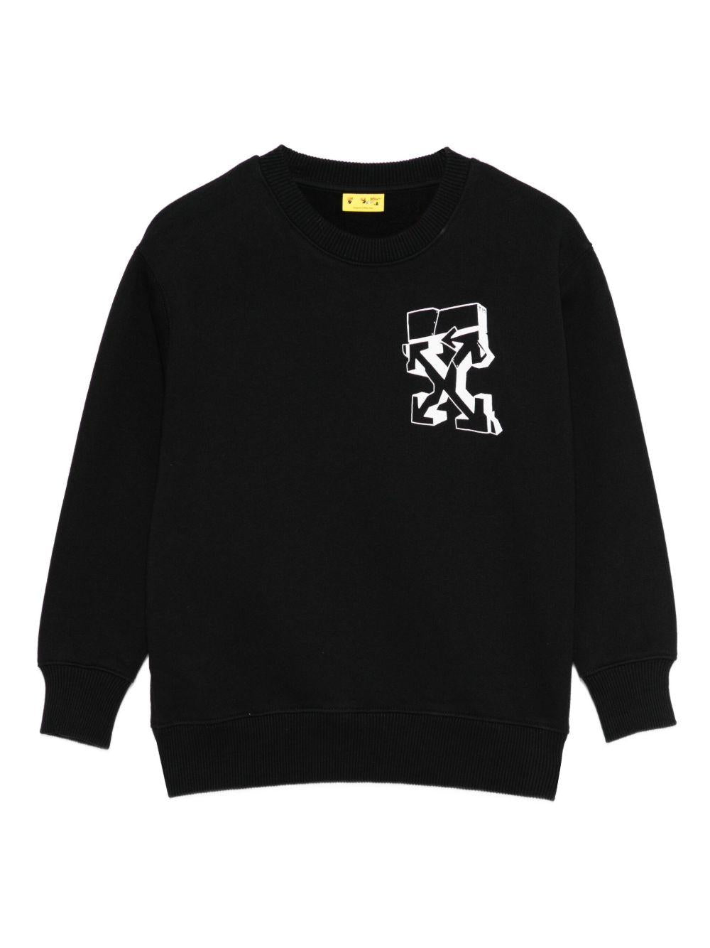 Felpa per bambino Off - White Kids nera con logo stampato - Rubino Kids