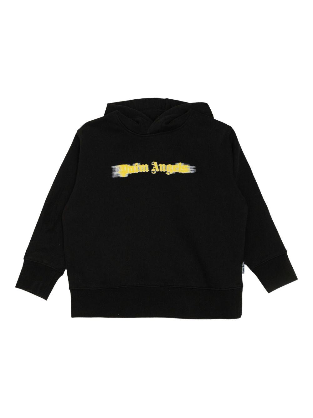 Palm Angels Kids black sweatshirt with logo print on the