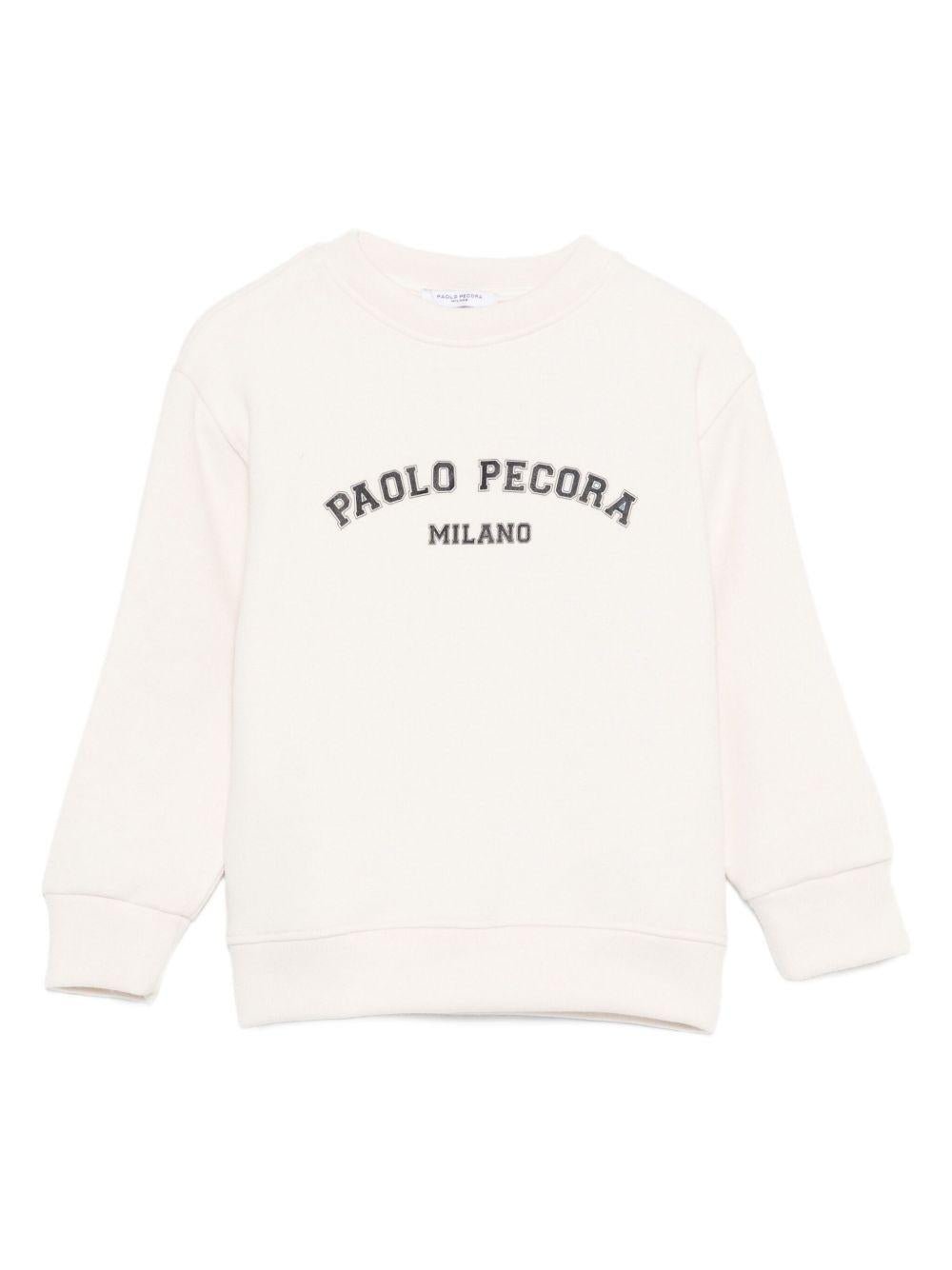 Felpa per bambino Paolo Pecora Kids bianco con logo sul davanti - Rubino Kids