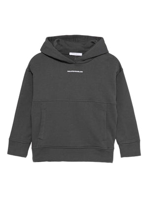 Felpa per bambino Paolo Pecora Kids grigio con cappuccio e logo