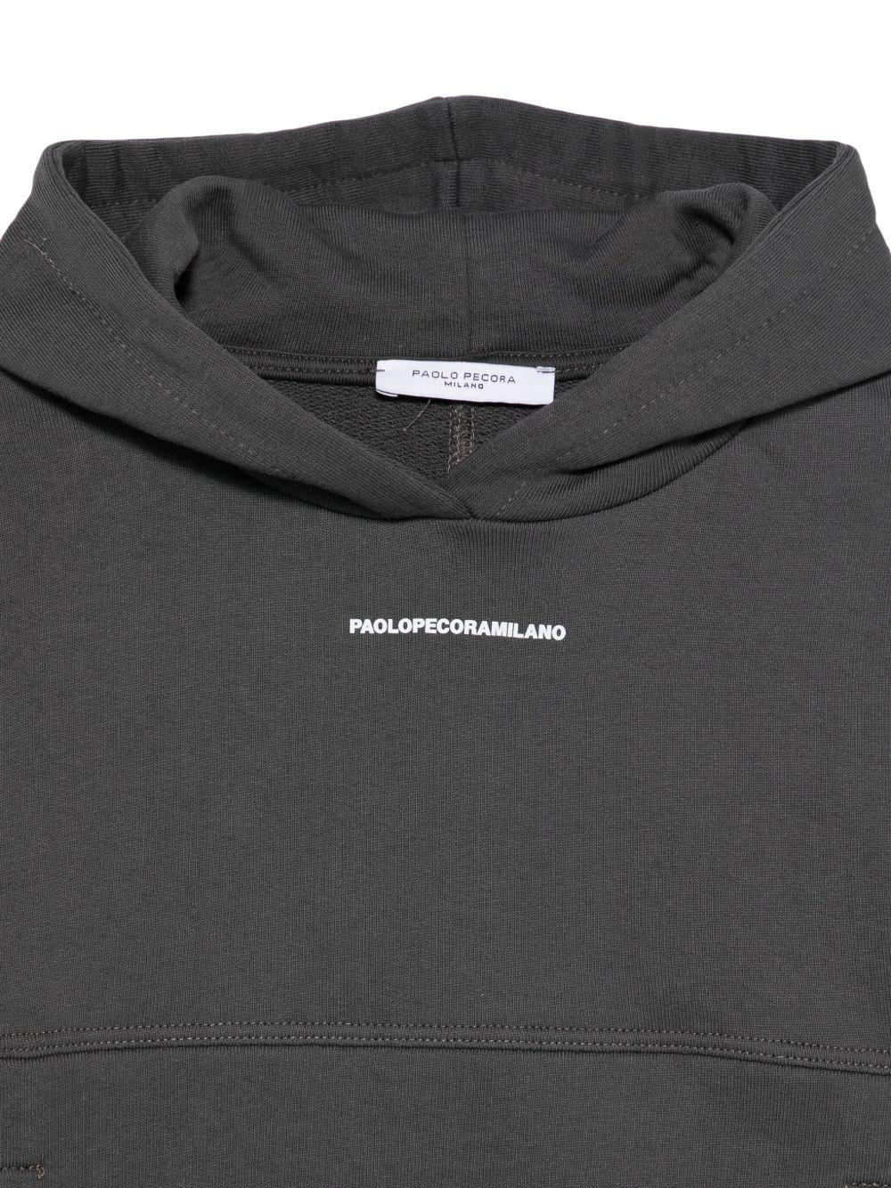 Felpa per bambino Paolo Pecora Kids grigio con cappuccio e logo - Rubino Kids