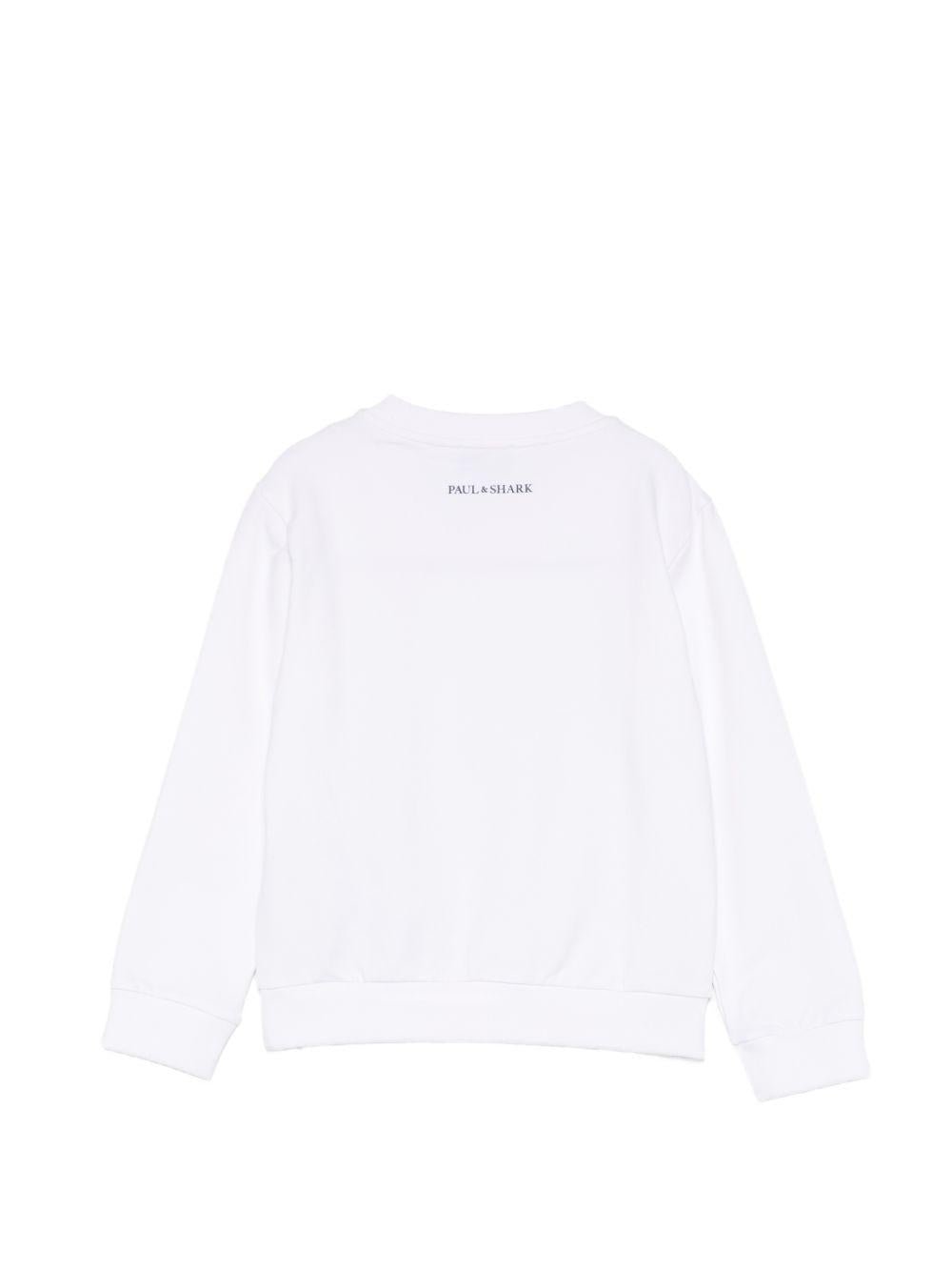 Felpa per bambino Paul & Shark Kids bianca con ricamo squalo sul davanti - Rubino Kids