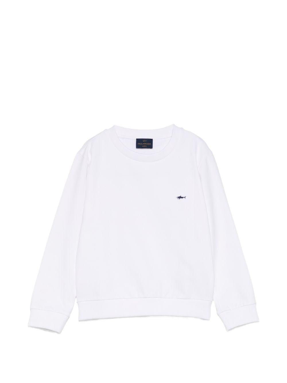 Felpa per bambino Paul & Shark Kids bianca con ricamo squalo sul davanti - Rubino Kids