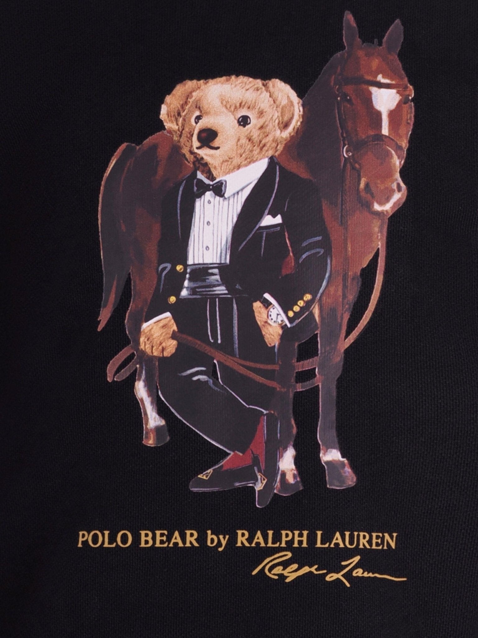 Felpa per bambino Polo Ralph Lauren Kids nera con stampa Polo Bear sul davanti - Rubino Kids