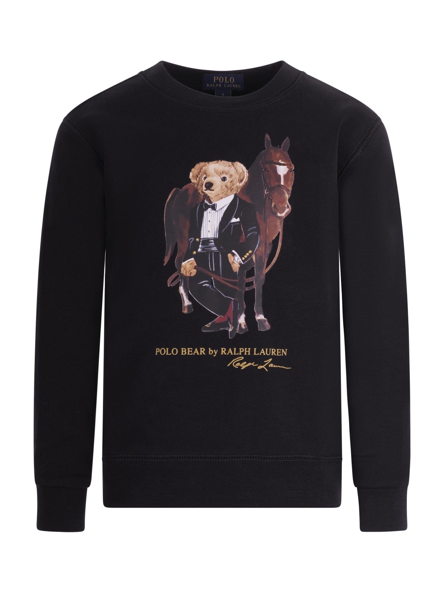 Felpa per bambino Polo Ralph Lauren Kids nera con stampa Polo Bear sul davanti - Rubino Kids