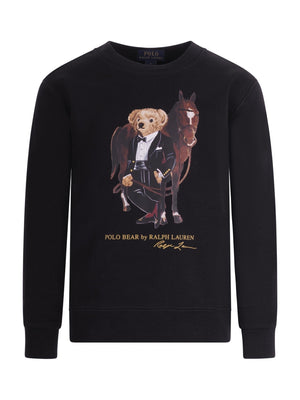 Black Polo Ralph Lauren Kids sweatshirt with Polo Bear print on the front