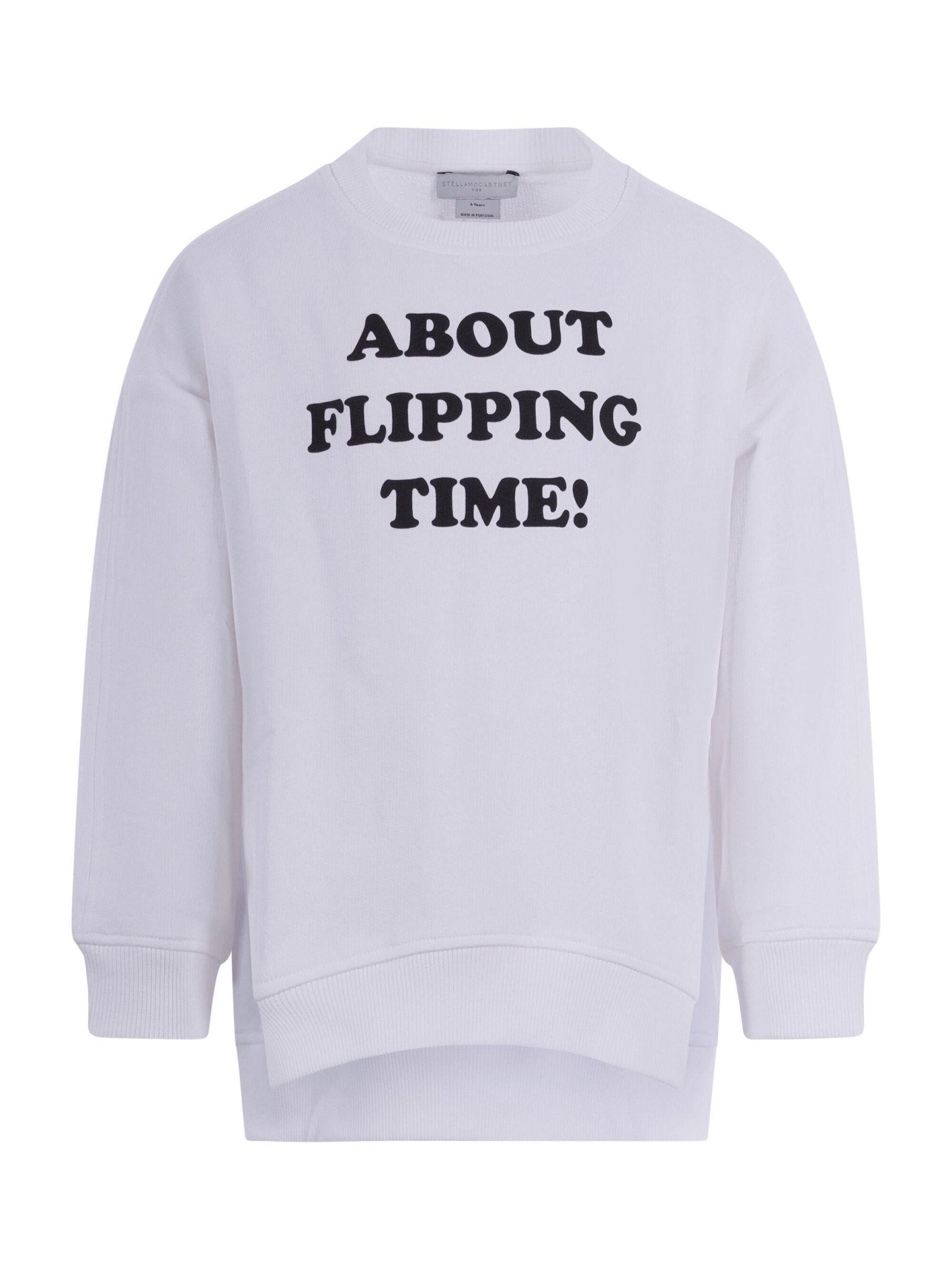 Felpa per bambino Stella McCartney Kids bianca con scritta "About flippping time!" - Rubino Kids