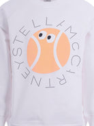 Felpa per bambino Stella McCartney Kids bianca con stampa pallina da tennis - Rubino Kids