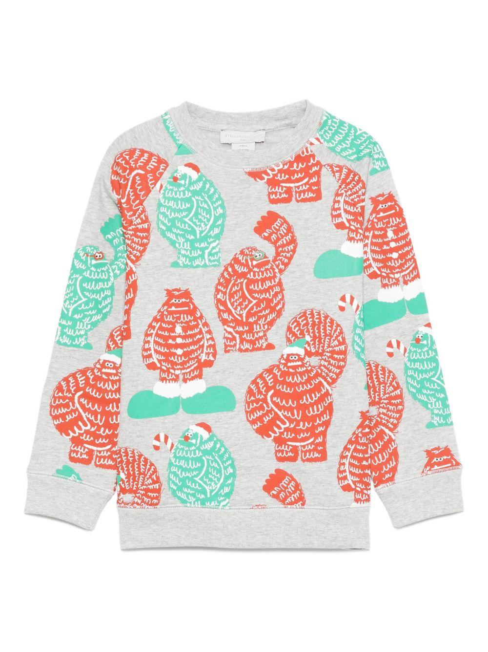 Felpa per bambino Stella McCartney Kids multicolore con stampa mostro - Rubino Kids