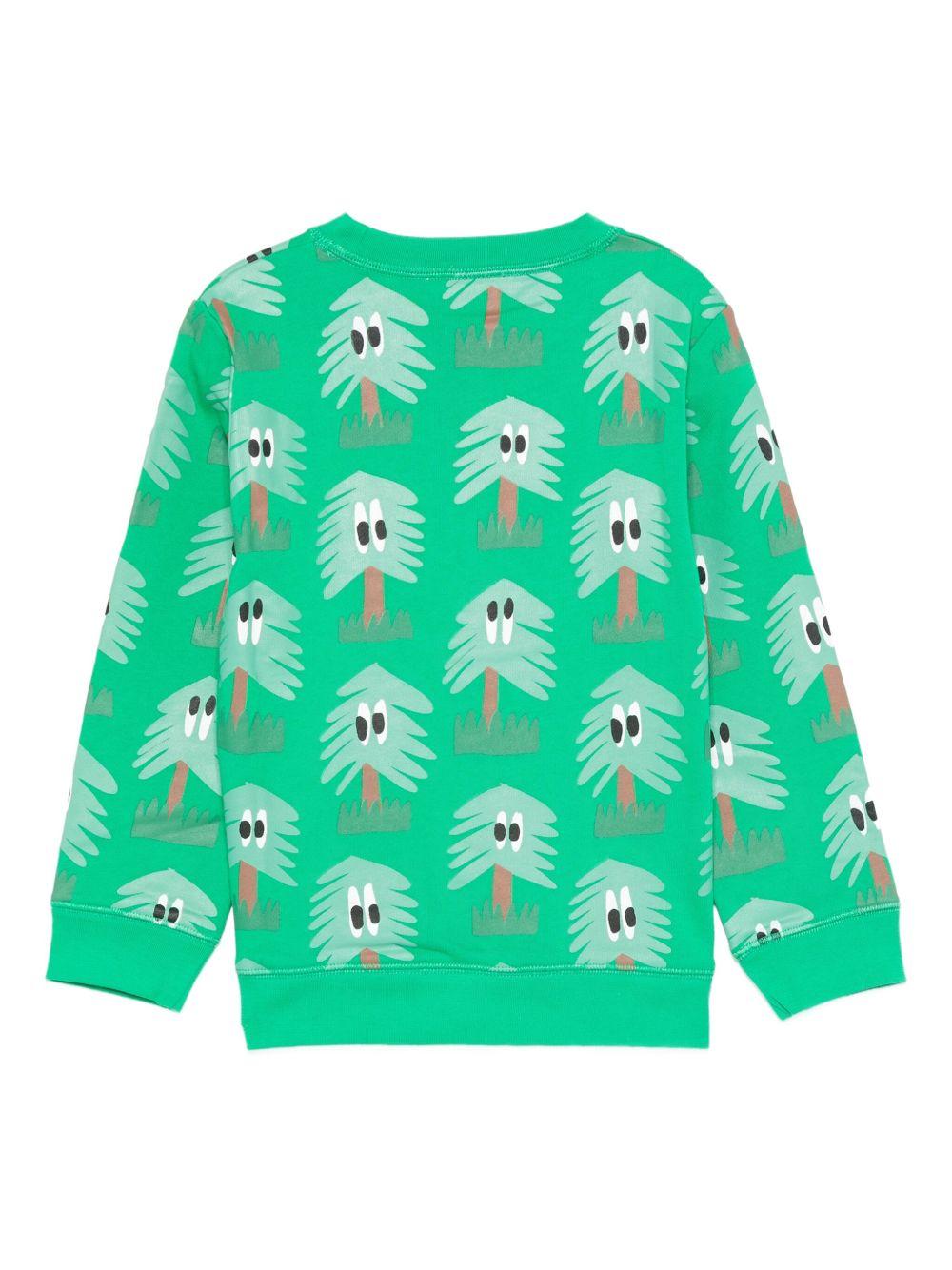 Felpa per bambino Stella McCartney Kids verde con stampa ad albero - Rubino Kids