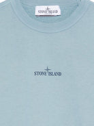 Felpa per bambino Stone Island Junior azzurro con stampa logo - Rubino Kids