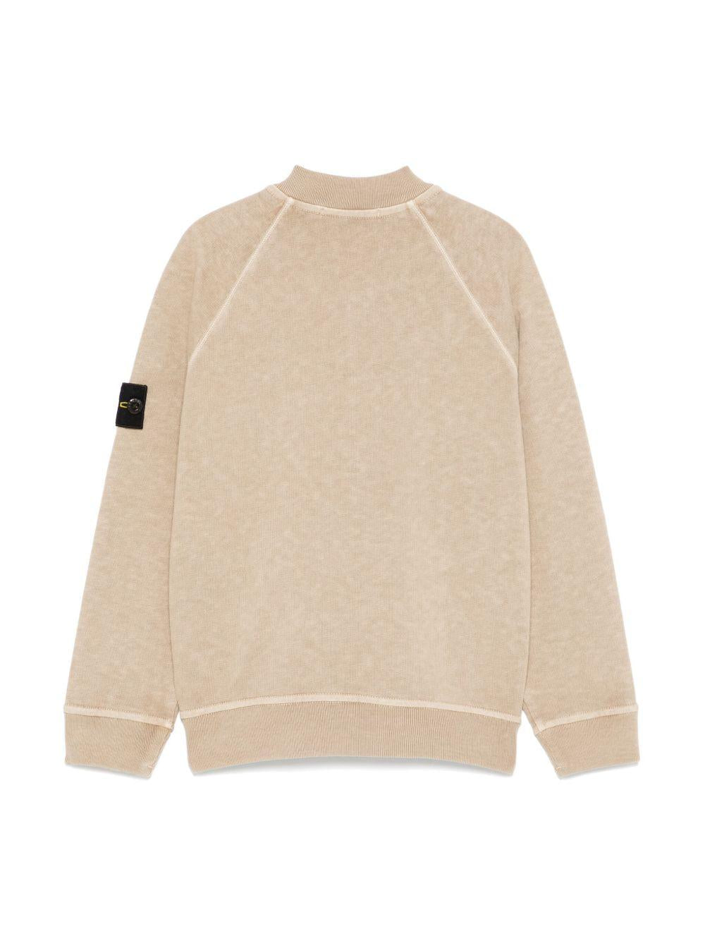 Felpa per bambino Stone Island Junior beige con applicazione Compass - Rubino Kids