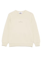 Felpa per bambino Stone Island Junior beige girocollo con stampa con logo - Rubino Kids