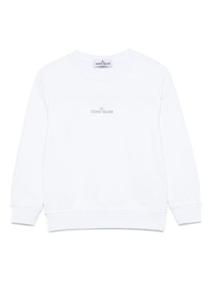 Stone Island Junior white crew neck sweatshirt for boys with logo print